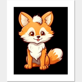 cute and mischievous fox with a fluffy tail Posters and Art